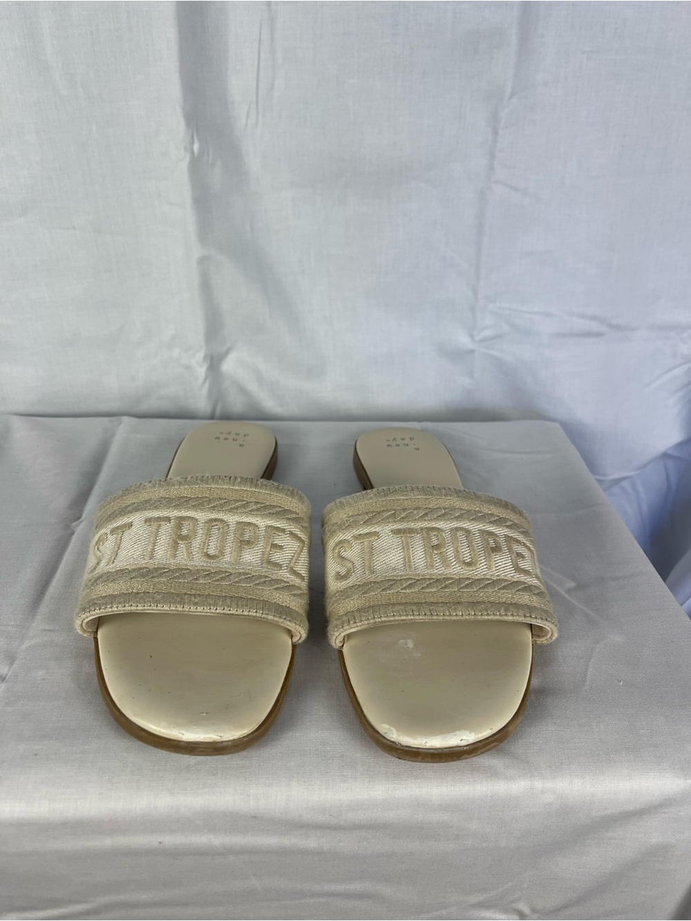 a new day ST TROPEZ Embroidered Slide Sandals - Cream